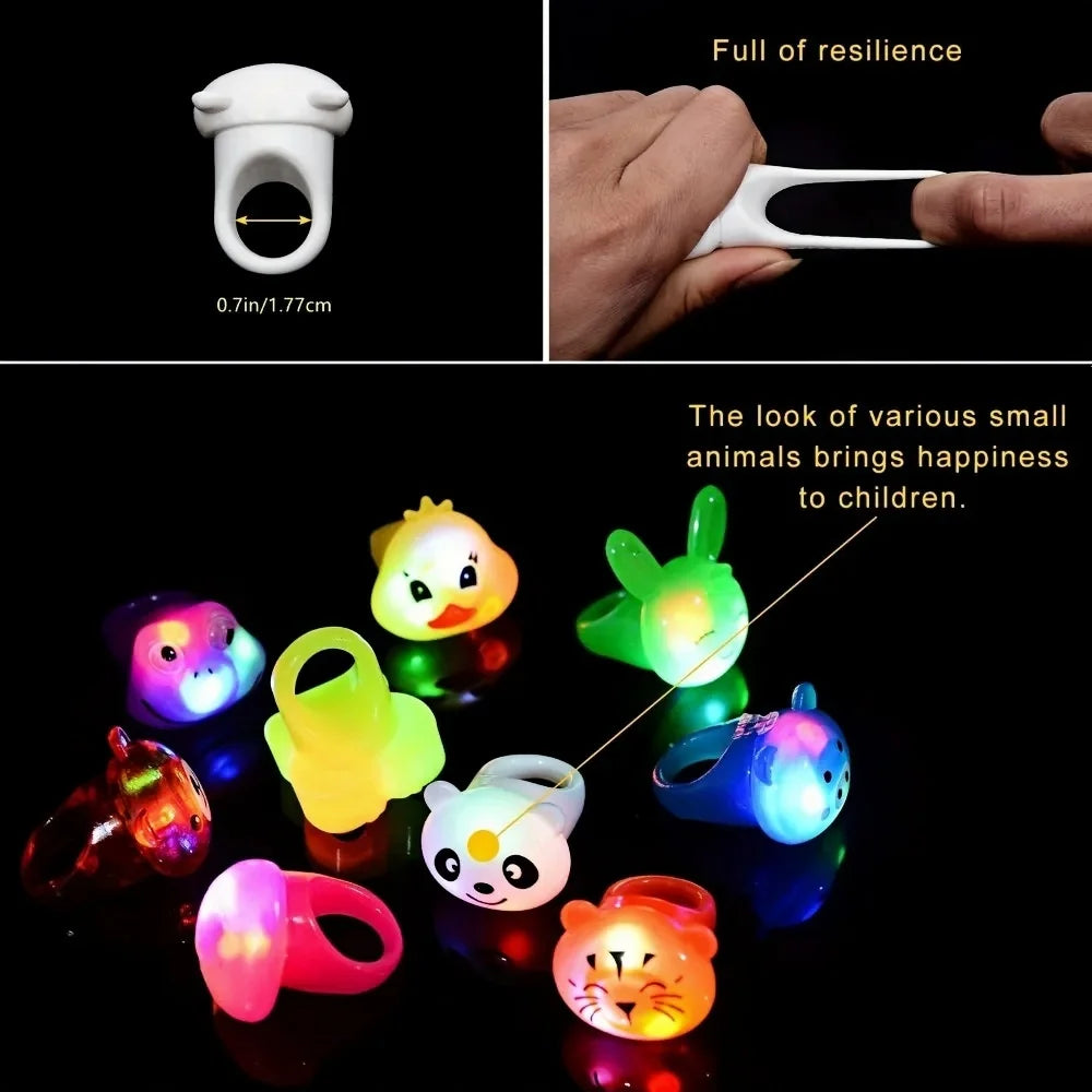10/20 Pcs Cartoon LED Luminous Ring Suitable for Kids Birthday Party Gift Toys, Carnival Prizes, School Classroom Rewards Pinata