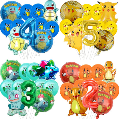 Pikachu Pokemon Balloon 1-9th Birthday Party Decoration Pokemon Squirtle Party aluminum Balloon Baby Shower Pikachu Party Favors