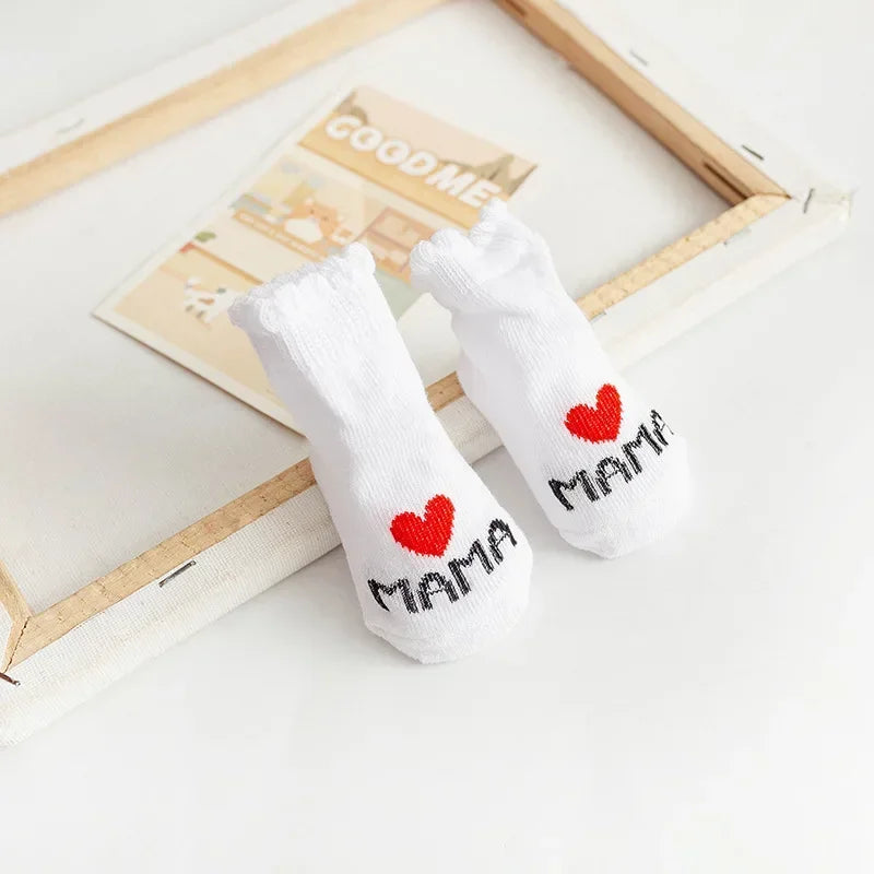 Calzini primaverili ed estivi in cotone morbido e caldo per neonati e bambini, con stampa di lettere, accessori per abbigliamento infantile.