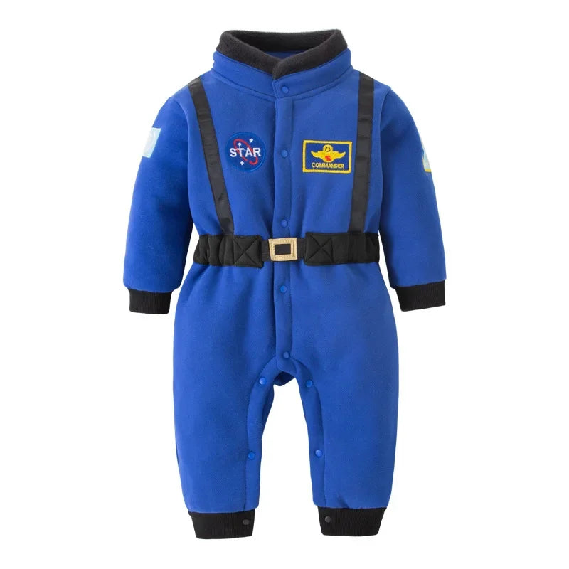 Nuovo costume da astronauta per neonati e bambini, tuta spaziale ricamata, tutina per feste, costume di Halloween, salopette invernale a maniche lunghe.