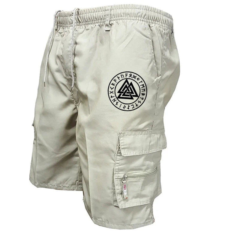 Pantaloncini tattici da uomo Delta Core Cargos con simbolo geometrico, tessuto elasticizzato in quattro direzioni, tasca di sicurezza nascosta, elastico in vita per palestra e fitness.