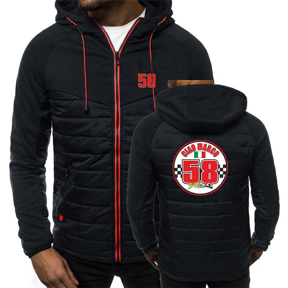 Felpe alla moda di tendenza 2025 Primavera e Autunno Giacca da uomo di design popolare Marco Simoncelli Super Sic 58 Logo Print Coat