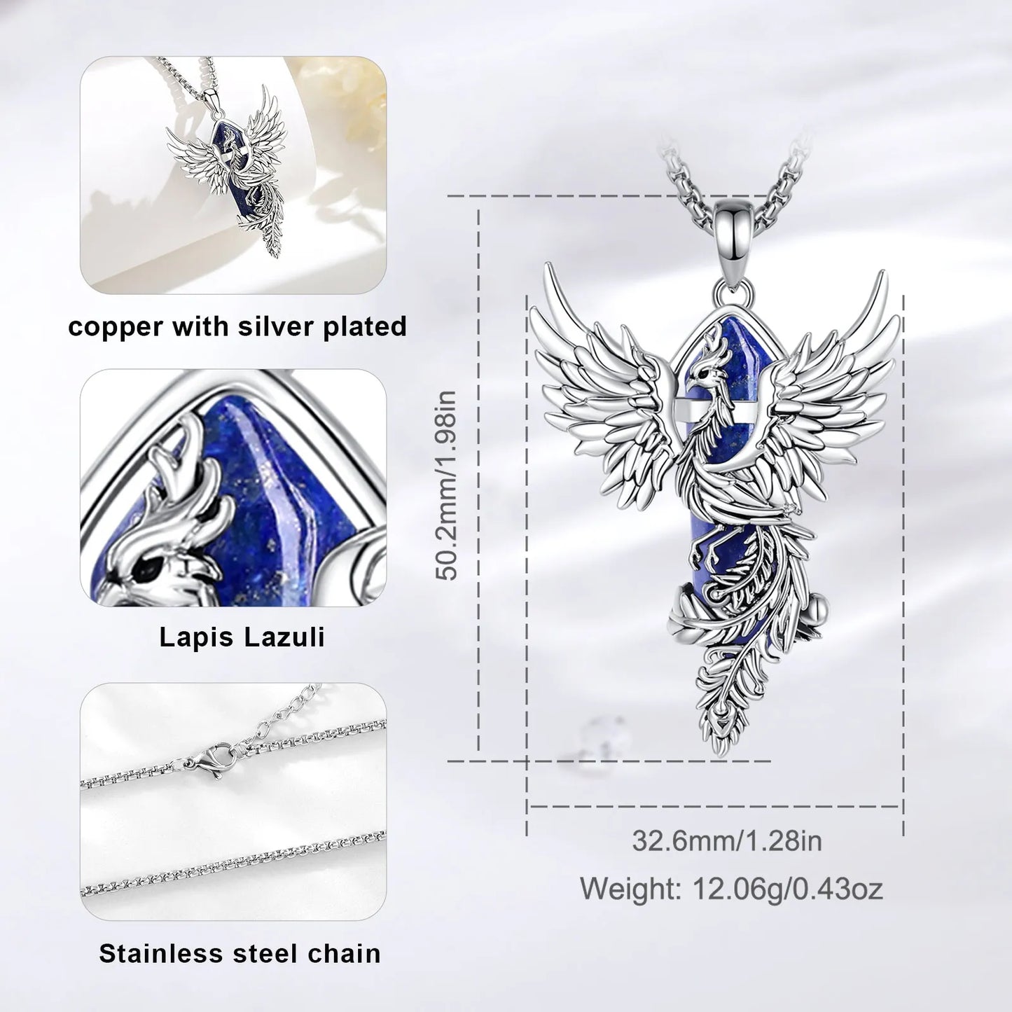 Collana prismatica esagonale in lapislazzuli Eudora Phoenix Twining, pietra curativa energetica, ciondolo in cristallo, gioiello per meditazione, regalo per uomo