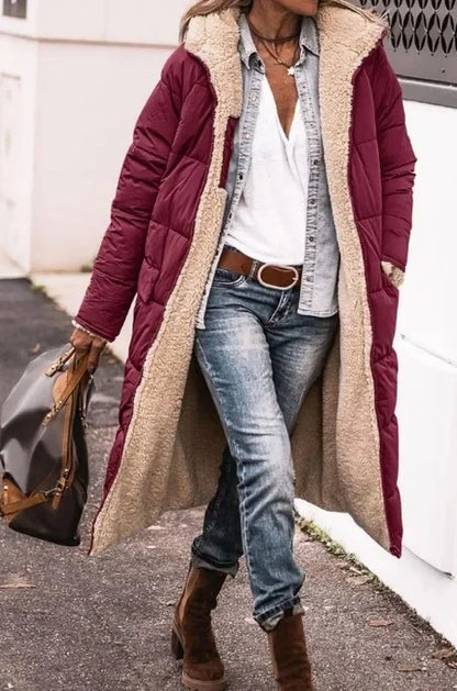 Hot Sale Of The Season Pure Color Hooded Long Sleeve Double-Sided Wear Slimming Personality Open Cardigan Cotton Jacket Women's