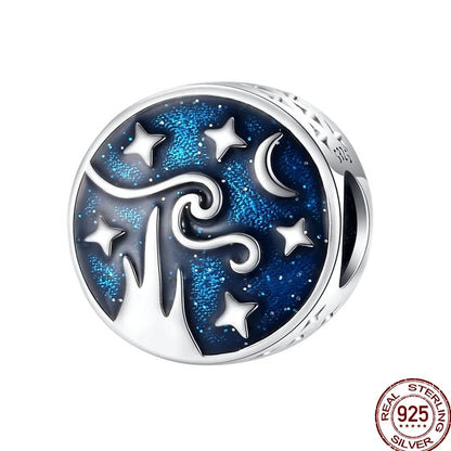 Squisito elemento a stella cava rotonda in argento sterling 925 a forma di fiore, adatto per braccialetti originali fai da te da 3 mm in argento 925
