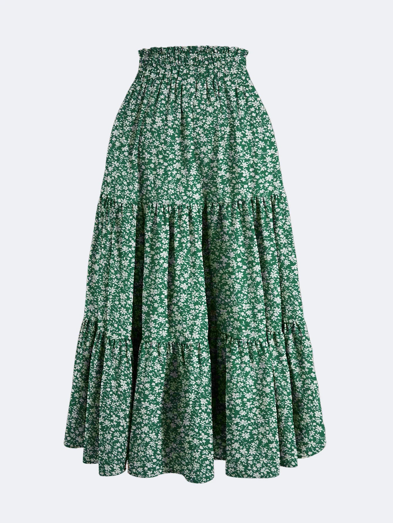 Women's Summer Floral Midi Skirt A-Line Half Skirt with Elastic Waistband Elegant and Flowy