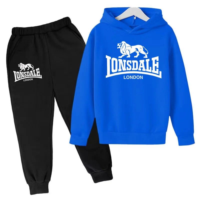 Felpa con cappuccio alla moda per bambini, tuta con stampa leone per ragazzi, cappotto per bambine dai 3 ai 12 anni, top + pantaloni, set sportivo casual da jogging, affascinante