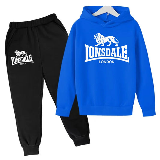 Felpa con cappuccio alla moda per bambini, tuta con stampa leone per ragazzi, cappotto per bambine dai 3 ai 12 anni, top + pantaloni, set sportivo casual da jogging, affascinante