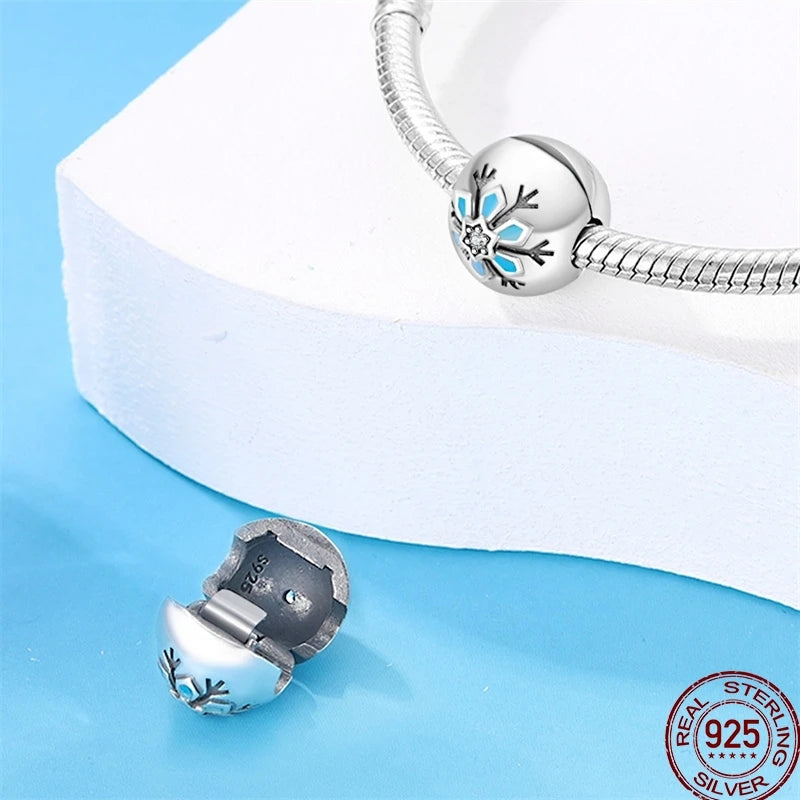 Squisito elemento a stella cava rotonda in argento sterling 925 a forma di fiore, adatto per braccialetti originali fai da te da 3 mm in argento 925