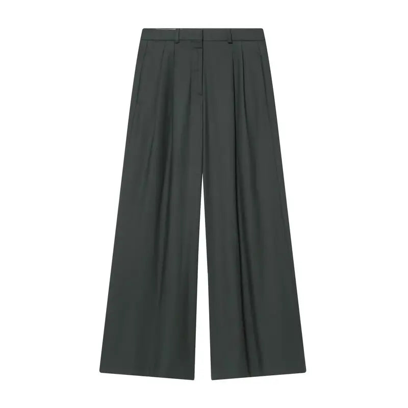 Pantaloni da donna alla moda a gamba larga, nuovi arrivi autunnali, plissettati, versatili, modello slim, abbigliamento casual per donna