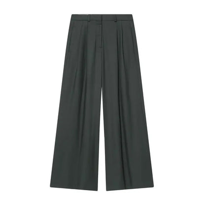 Pantaloni da donna alla moda a gamba larga, nuovi arrivi autunnali, plissettati, versatili, modello slim, abbigliamento casual per donna