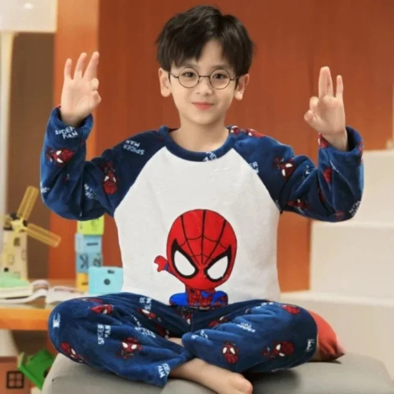 Set di 2 pezzi di completi caldi da casa per bambini, abbigliamento in flanella, set caldo per ragazzi, autunno e inverno, set di abbigliamento da casa a maniche lunghe e spesse