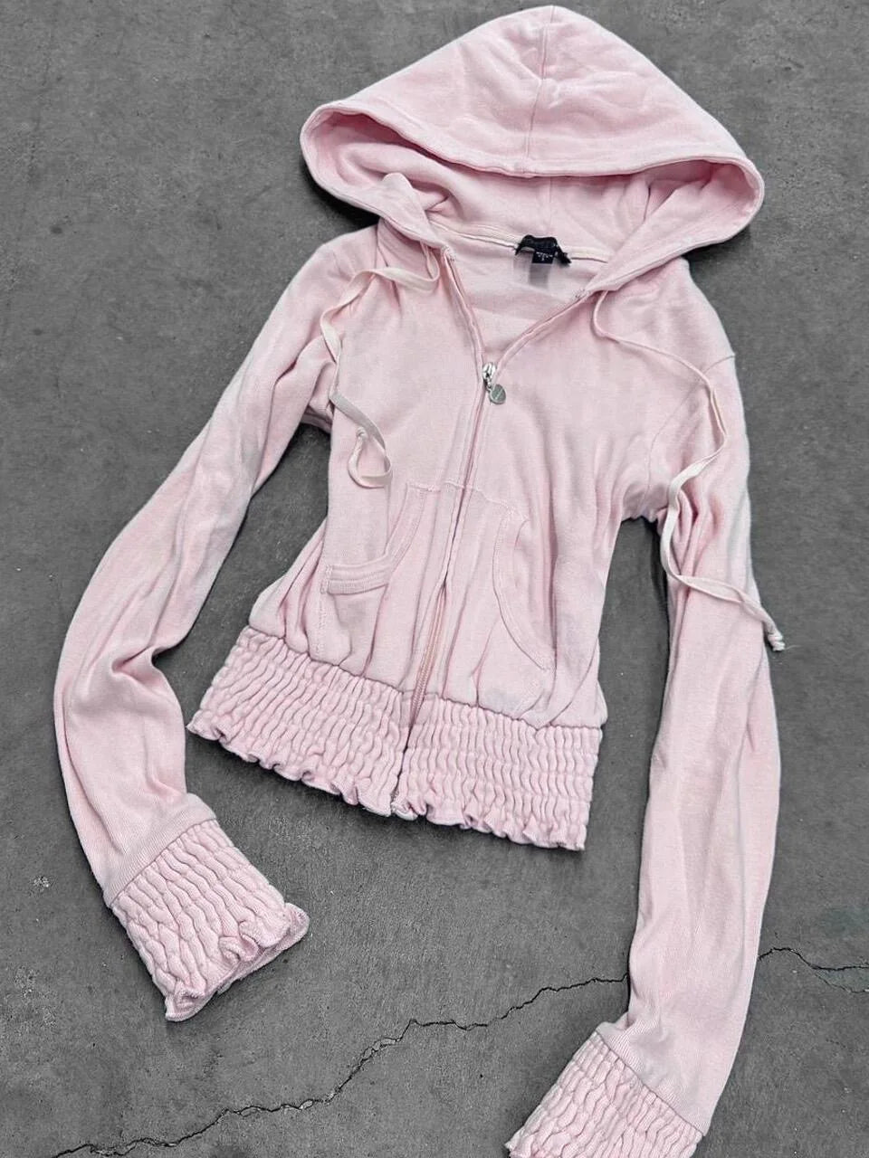 Pantaloni da jogging rosa Y2K da donna, stile Harajuku, carini, con cerniera e vita elasticizzata, pantaloni casual gotici
