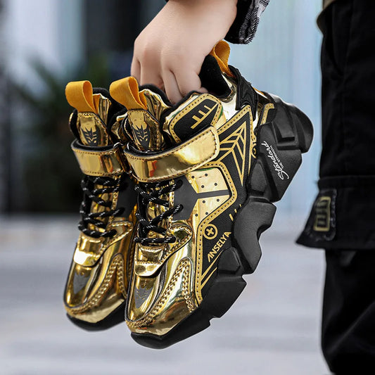 Scarpe sportive invernali per bambini, scarpe da corsa in pelle per ragazzi, scarpe basse casual da passeggio, stivali caldi e leggeri per attività all'aperto.