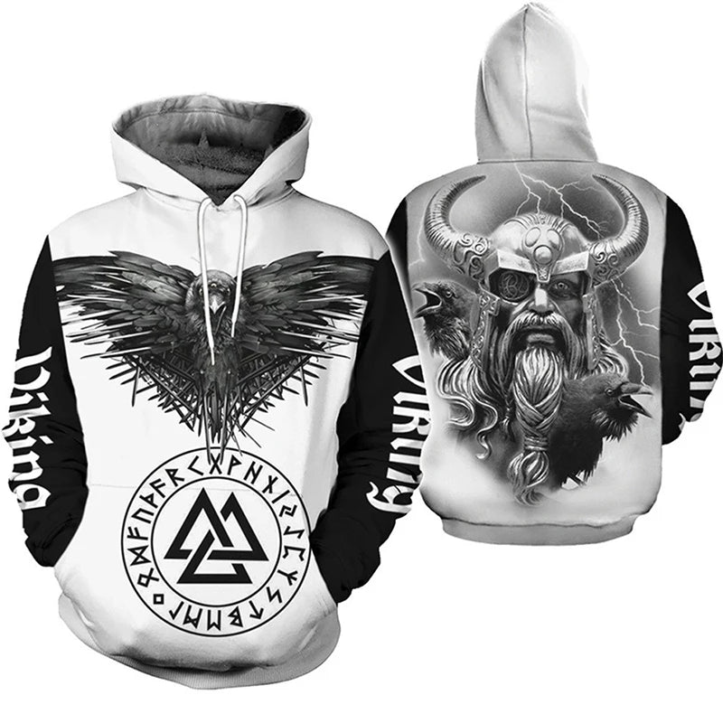 Felpe da uomo 2024 con motivo tatuaggio aquila vichingo, stampa 3D, moda casual, Harajuku, hip hop, autunno e inverno, oversize.