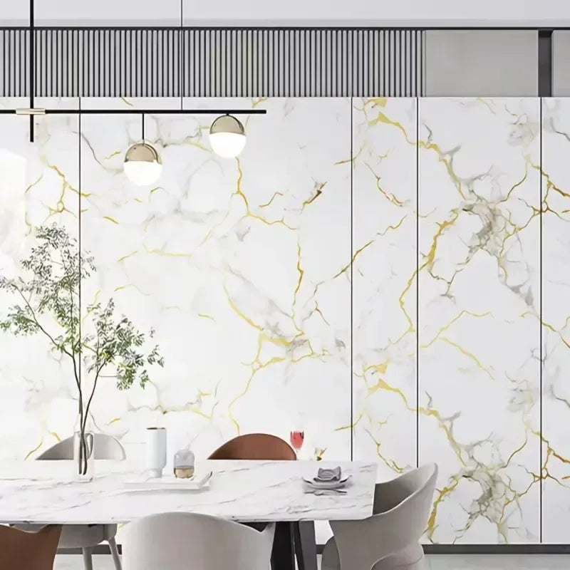 Self Adhesive Marble Wallpaper 1 Roll Waterproof Antifouling Thick Foam Wall Sticker for Bedroom Living Room