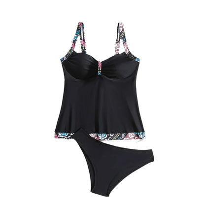 Women's Tankini Separate Swimwear Pure Color Beach Casual Hot Spring Vacation Conservative Swimsuit Casual Swimwear