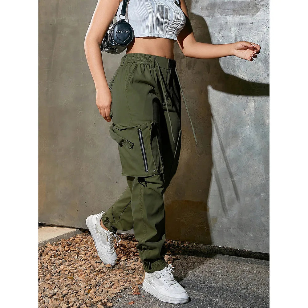 Trendy Casual Workwear Pants Loose Straight Leg Long Trousers Comfortable Polyester Fiber High Waist Spring Summer Fashion