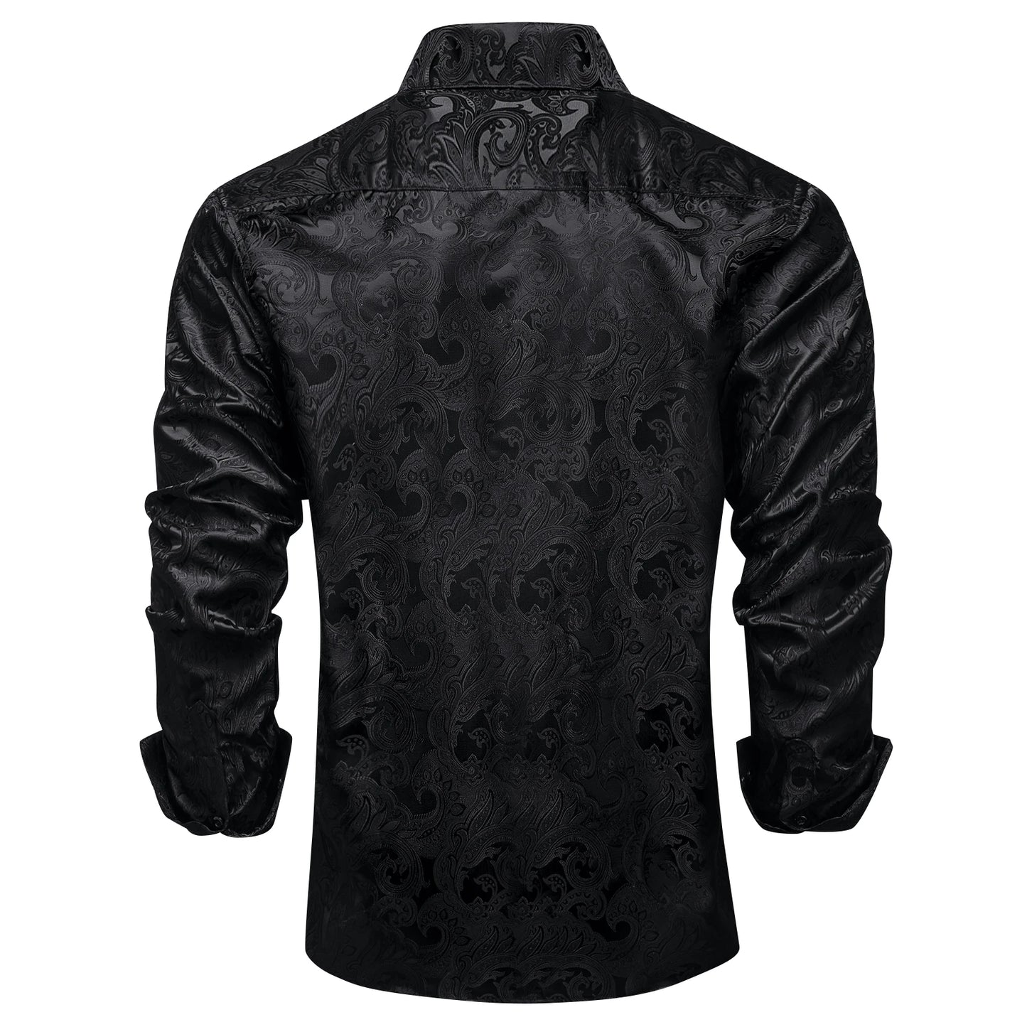 Camicie da uomo a maniche lunghe in seta e poliestere, camicie eleganti di lusso, camicie da smoking con colletto rovesciato e motivo paisley, abbigliamento da uomo