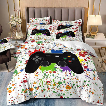 Set di biancheria da letto per gamer per ragazzi, set copripiumino per videogiochi, copripiumino matrimoniale, set letto con design PlayStation per ragazzi e ragazze.