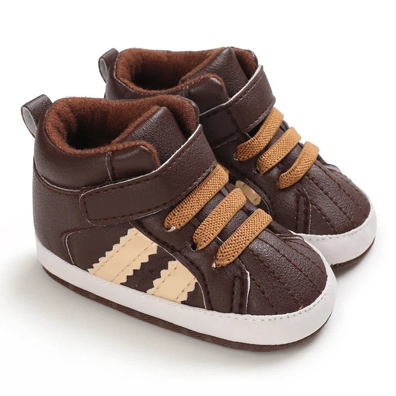 Nuove scarpe marroni per battesimo, scarpe da passeggio per bambini, suola morbida, scarpe da ginnastica per neonati, compleanno, bambini e ragazzi.