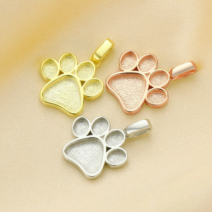 Ciondolo a forma di zampa di cane in resina, 13 mm, con incastonatura a castone, in argento sterling 925 massiccio placcato oro rosa, codice 1431165.
