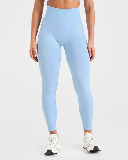 Leggings alla moda da donna, senza cuciture, per yoga, palestra, pantaloni sportivi, con fascia a coste basse, elasticizzati, aderenti