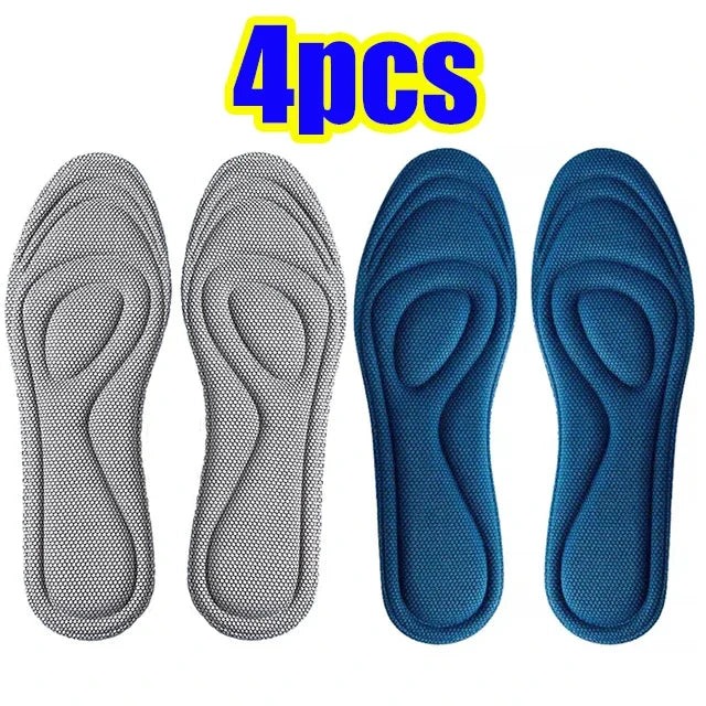 4 solette ortopediche in memory foam per scarpe da uomo e da donna, nano antibatteriche, deodoranti, assorbenti del sudore, ammortizzanti per la corsa.