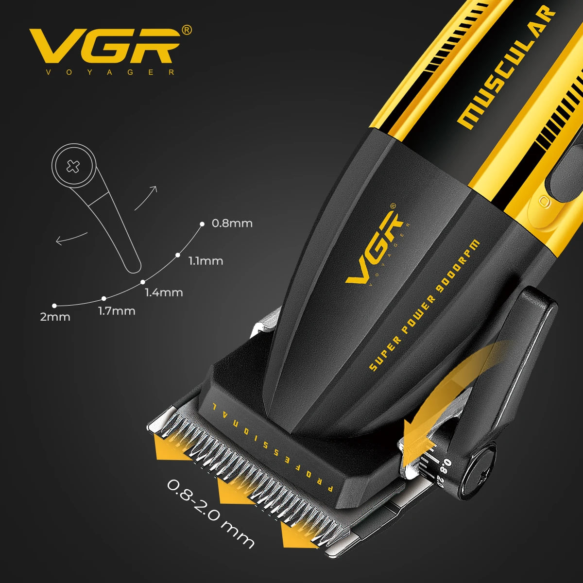 VGR Professional Clippers Adjustable Haircut Machine 9000RPM Hair Clipper Cordless Hair Trimmer Electric Hair Clippers Men V-285