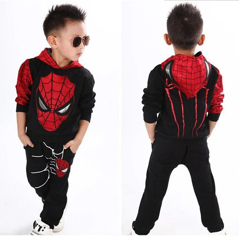 Costume da supereroe dei cartoni animati per bambini, set di abbigliamento per neonato, cappotto primaverile, pantaloni, completo da 2 pezzi per bambina con felpa con cappuccio e pantaloni.