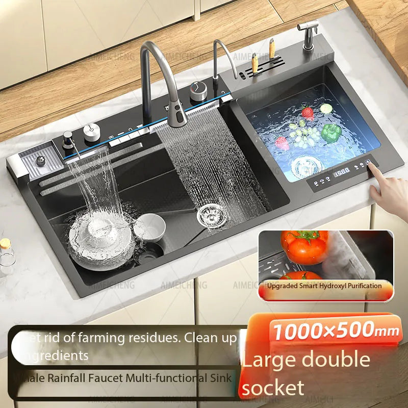 Household Smart Fruit & Vegetable Purification Double Sink SUS304 Water Catalyst Pesticide Residue Removal Multifunctional