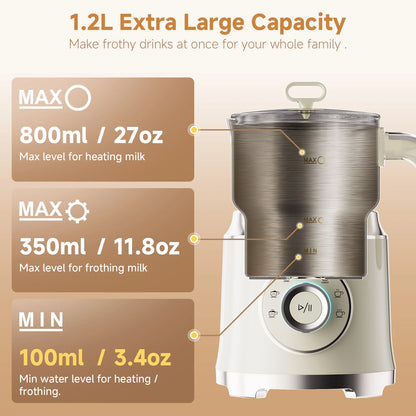 BioloMix 7 in 1 Steamer, montalatte elettrico staccabile, schiumatore automatico caldo/freddo per caffè e cioccolata calda, lavabile in lavastoviglie