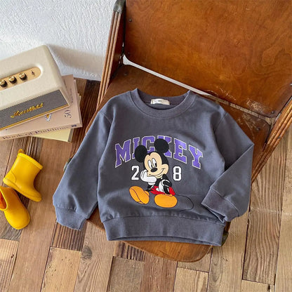 Nuovo set felpa autunno 2024 per bambini, tuta sportiva casual ampia e alla moda con maglia a maniche lunghe e pantaloni, 2 pezzi/set, abbigliamento Disney per bambini