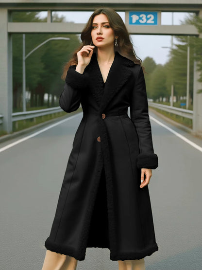 Women's Thickened Warm Winter Cotton Coat Single-Breasted Fleece Fashion Cotton Jacket for Commuting Wear Cotton Coat
