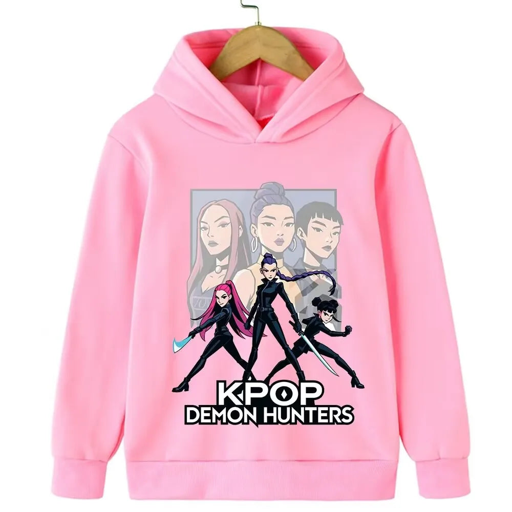 Felpa con cappuccio Kpop cacciatore di streghe per bambini, ragazze, ragazzi, primavera-autunno, giacca dojo originale street, autunno-inverno
