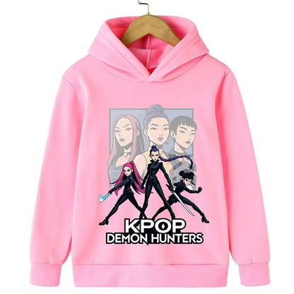 Felpa con cappuccio Kpop cacciatore di streghe per bambini, ragazze, ragazzi, primavera-autunno, giacca dojo originale street, autunno-inverno