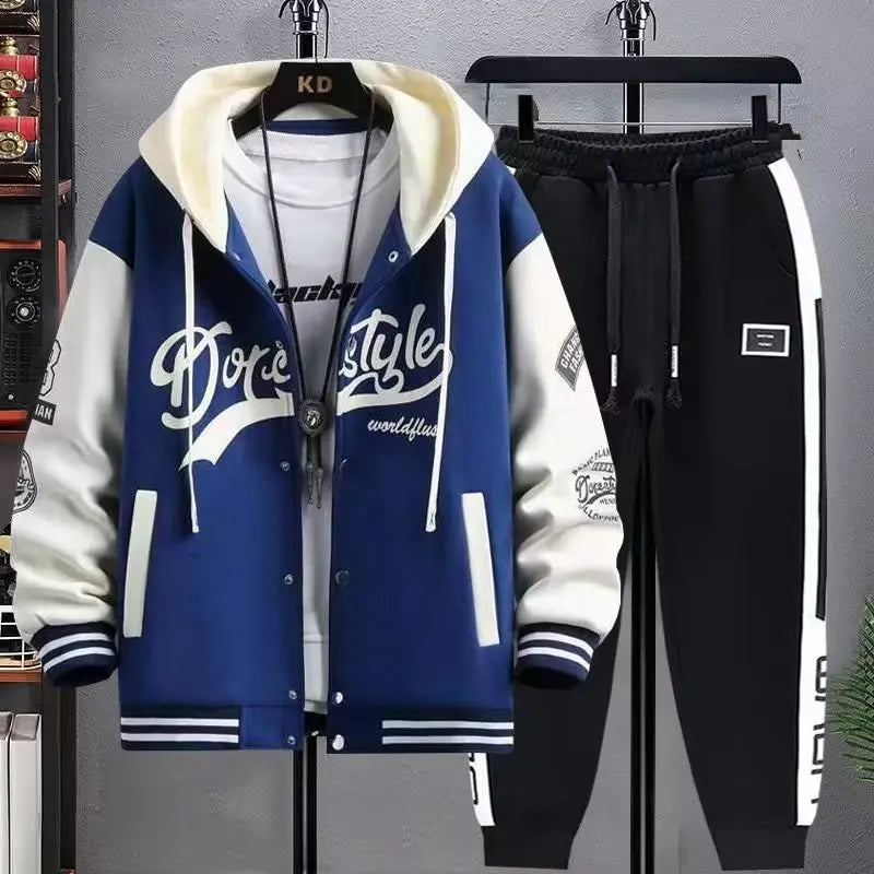 Men's Hooded Tracksuit Set Hoodie Jogger Pants 2 Piece Fashion Sports Wear Korean Popular Clothes Men Plus Size Men's Clothing