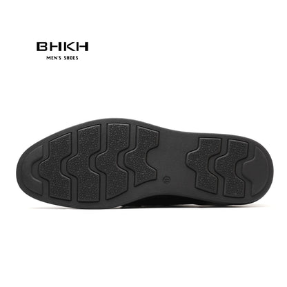 BHKH 2025 Autunno Scarpe eleganti da uomo in vera pelle, alla moda, con lacci, casual, scarpe eleganti da lavoro/ufficio, leggere