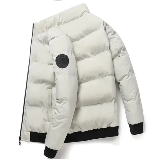 New 2025 autumn/winter men's short jacket, fashionable outdoor casual stand-up collar zipper men's cotton-padded jacket