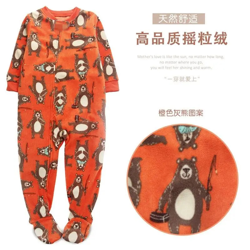 Tute in pile per bambini e bambine, con piedini, pagliaccetti, pigiami caldi per primavera, autunno e inverno.