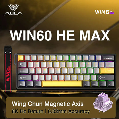 Tastiera da gioco personalizzata AULA WIN60 WIN68 HE Esports con switch magnetici, trigger rapido, 8K di ritorno, RGB, hot-swap, 60% e 68%.