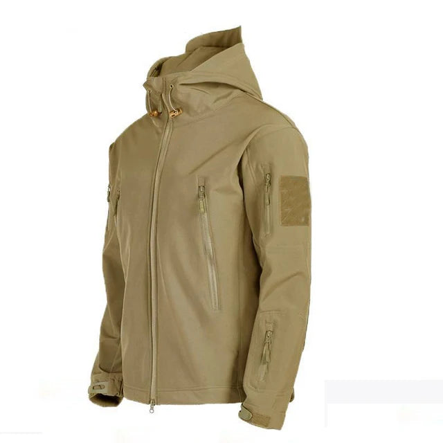 Completo da trekking impermeabile da uomo, giacca militare Sharkskin, cappotto da campeggio, pantaloni tattici, pantaloni caldi in pile da pesca, inverno