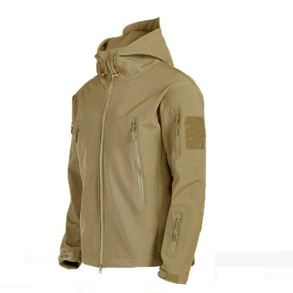 Completo da trekking impermeabile da uomo, giacca militare Sharkskin, cappotto da campeggio, pantaloni tattici, pantaloni caldi in pile da pesca, inverno