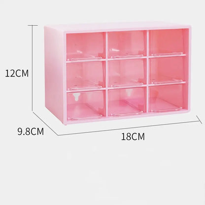New Transparent 9 Grid Storage Boxes Small Drawer Wall-mounted 9 Grid Organizer Drawers Boxes Small Drawer Partitioned Desktop