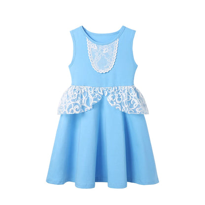 2025 Abito casual da bambina Elsa Anna Abito estivo da giorno per bambine Vestidos Abiti senza maniche colorati in cotone con stampa Abiti da bambina