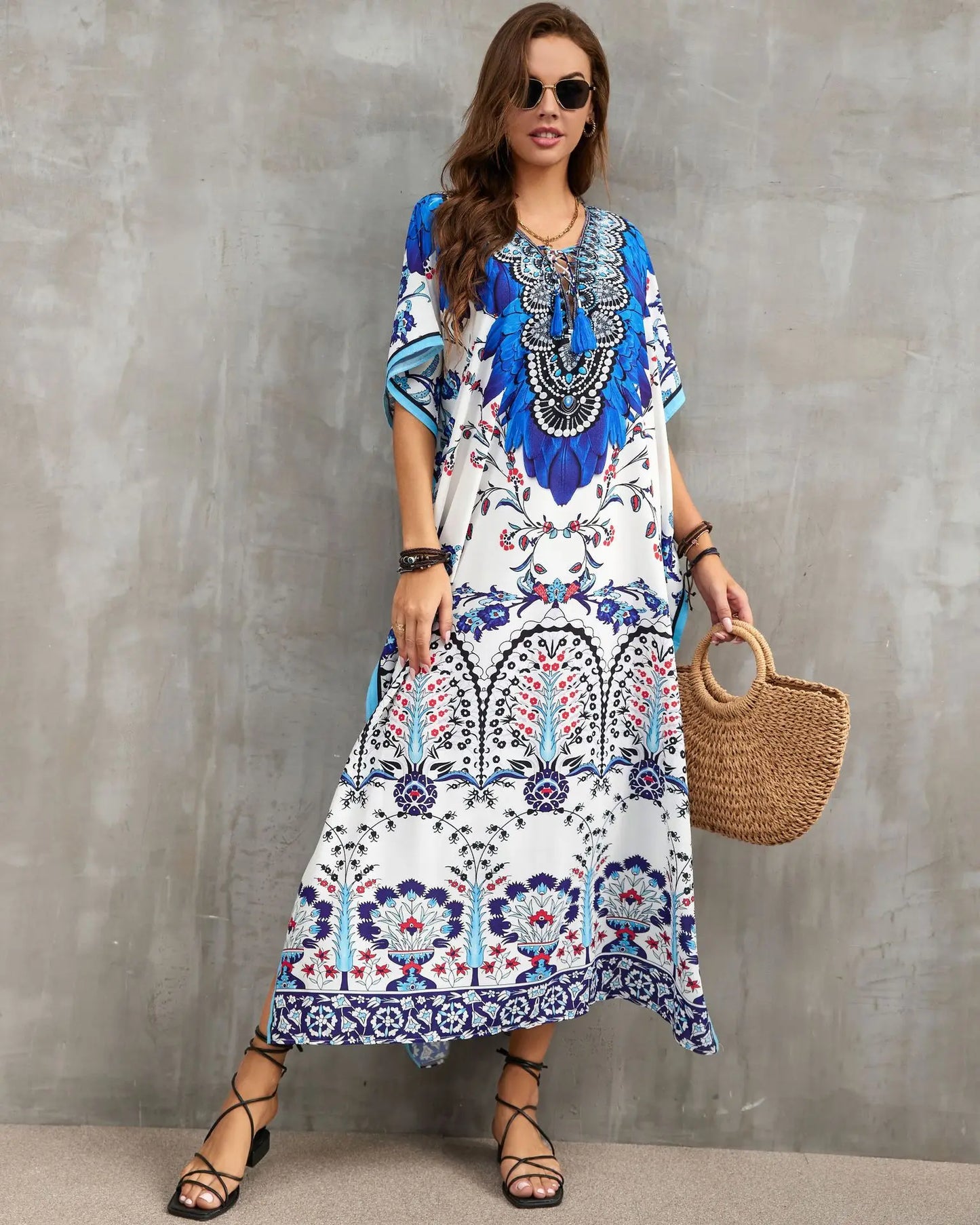 Women's Clothing Kaftan Dresses for Women Plus Size Bathing Suit Cover up Caftan Maxi Beach Dresses