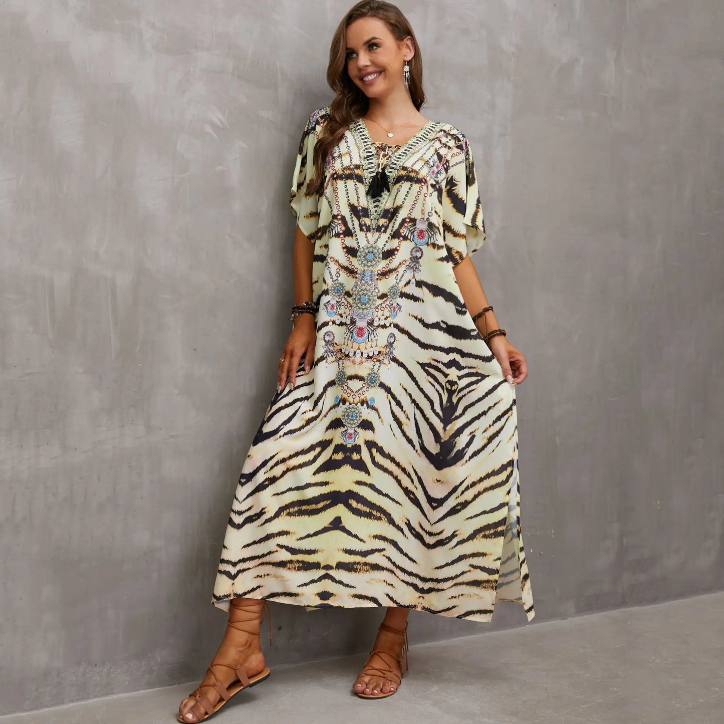 Women's Clothing Kaftan Dresses for Women Plus Size Bathing Suit Cover up Caftan Maxi Beach Dresses