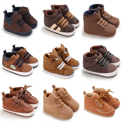 Nuove scarpe marroni per battesimo, scarpe da passeggio per bambini, suola morbida, scarpe da ginnastica per neonati, compleanno, bambini e ragazzi.