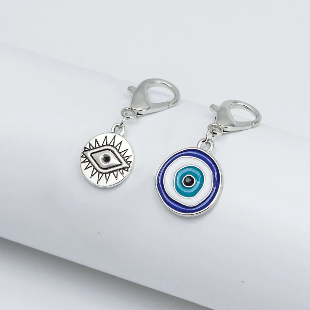Set di 3 portachiavi Lucky Eye Turkish Evil Eye in lega, portachiavi rotondo Fatima, portachiavi per borsa e auto, pulsaras bijoux צמידים
