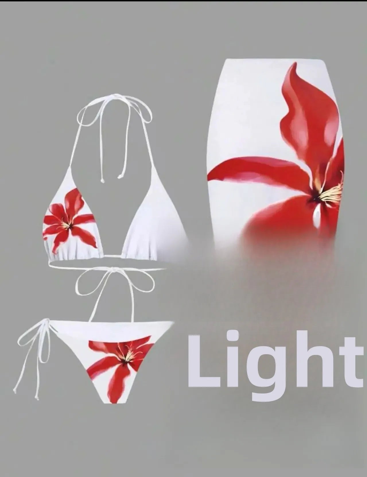 Costume da bagno a tre pezzi con stampa sexy Charms Lilies, set bikini in edizione limitata, attraente, sensuale, alla moda, abbigliamento femminile.